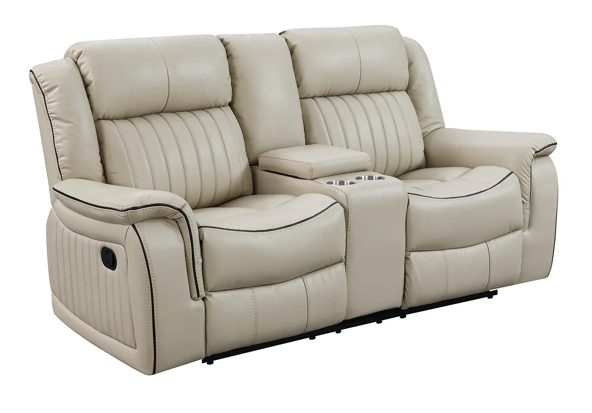3pcs Lavon Cream Leather Gel Reclining Sofa Set