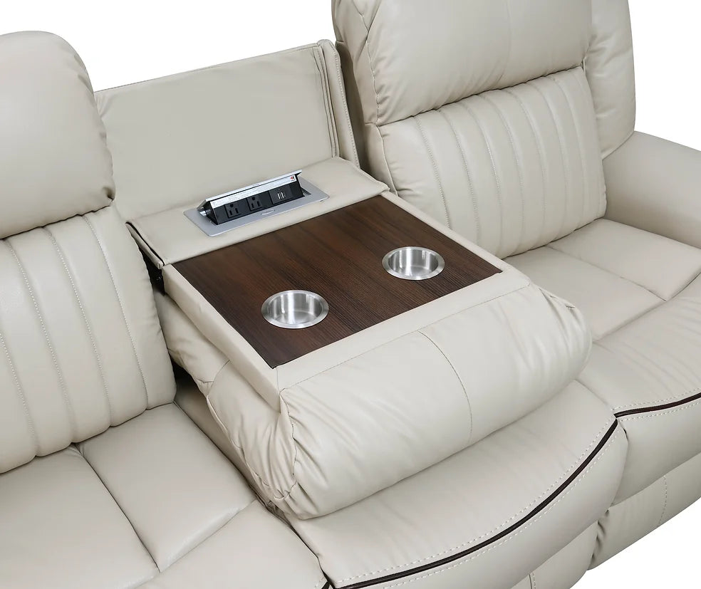 3pcs Lavon Cream Leather Gel Reclining Sofa Set
