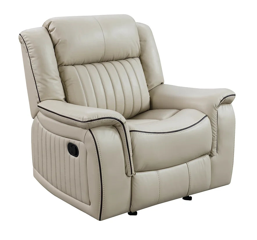 3pcs Lavon Cream Leather Gel Reclining Sofa Set