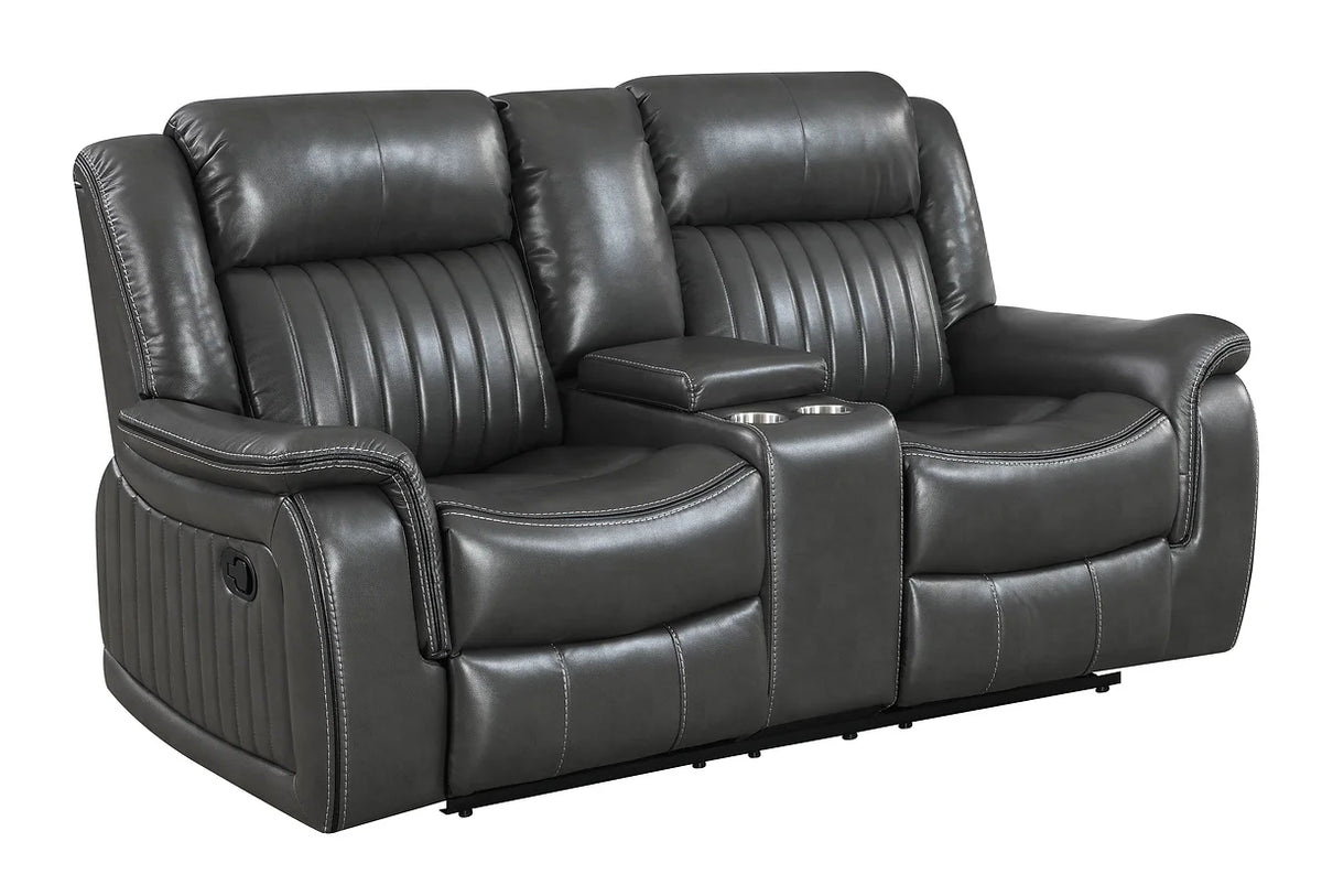 3pcs Lavon Grey Leather Gel Reclining Sofa Set