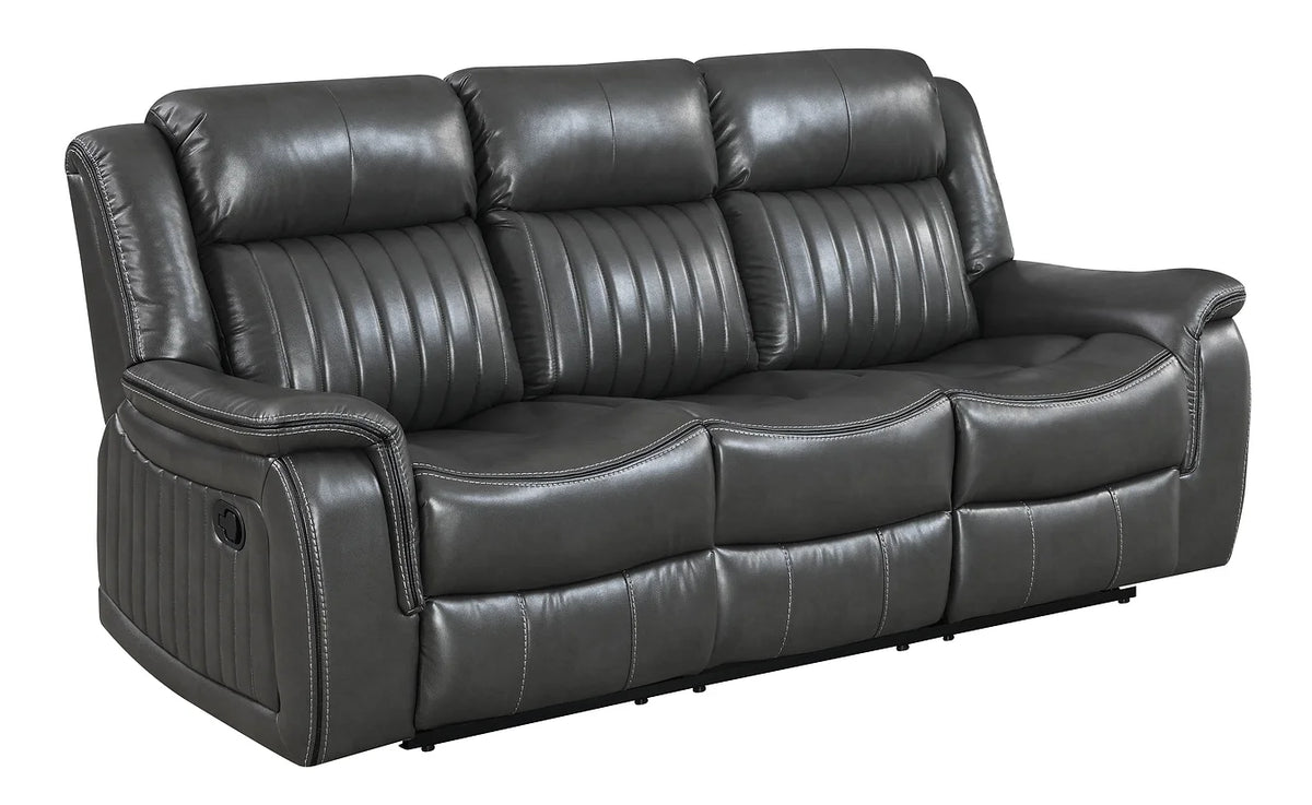 3pcs Lavon Grey Leather Gel Reclining Sofa Set