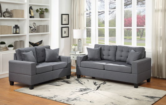 Grey Fabric Sofa & Loveseat Set