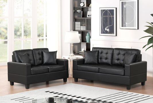 Black PU Leather Sofa & Loveseat Set