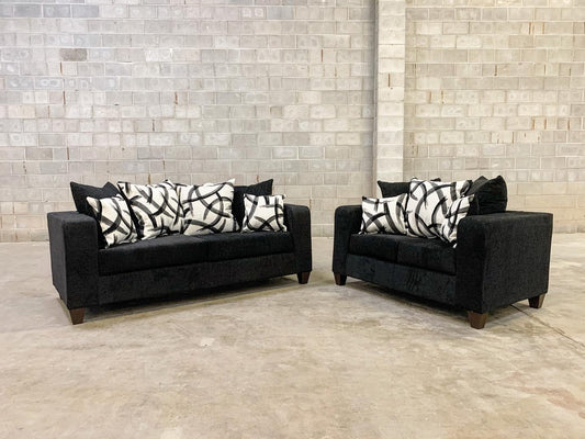 Black Fabric Sofa & Loveseat