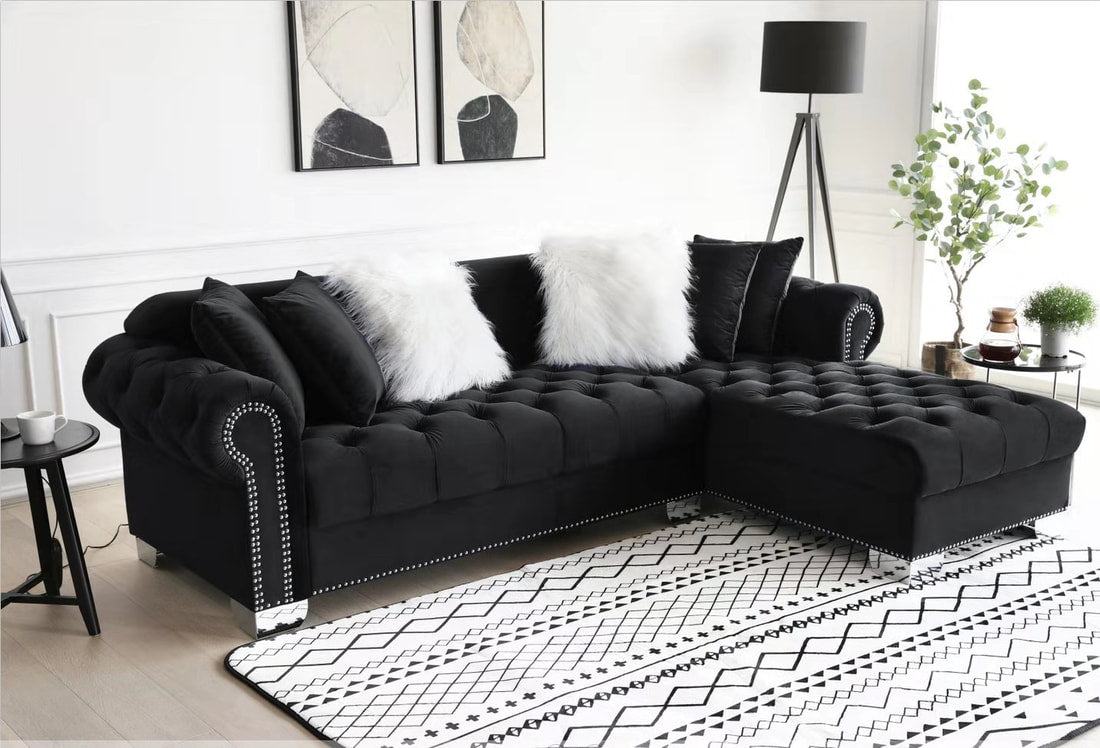 Velvet Tufted Sectional (Mutliple Colors)