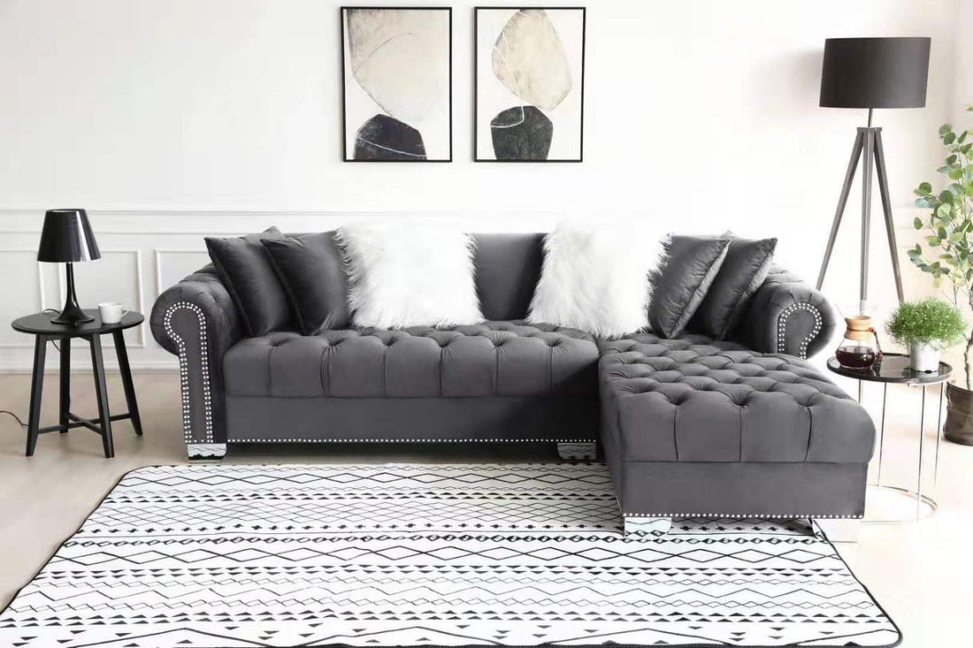 Velvet Tufted Sectional (Mutliple Colors)