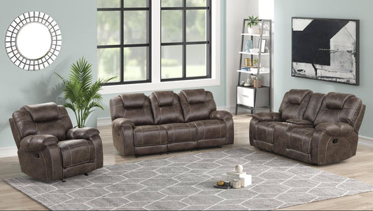 3pcs Madrid Oversized Brown Reclining Sofa Set