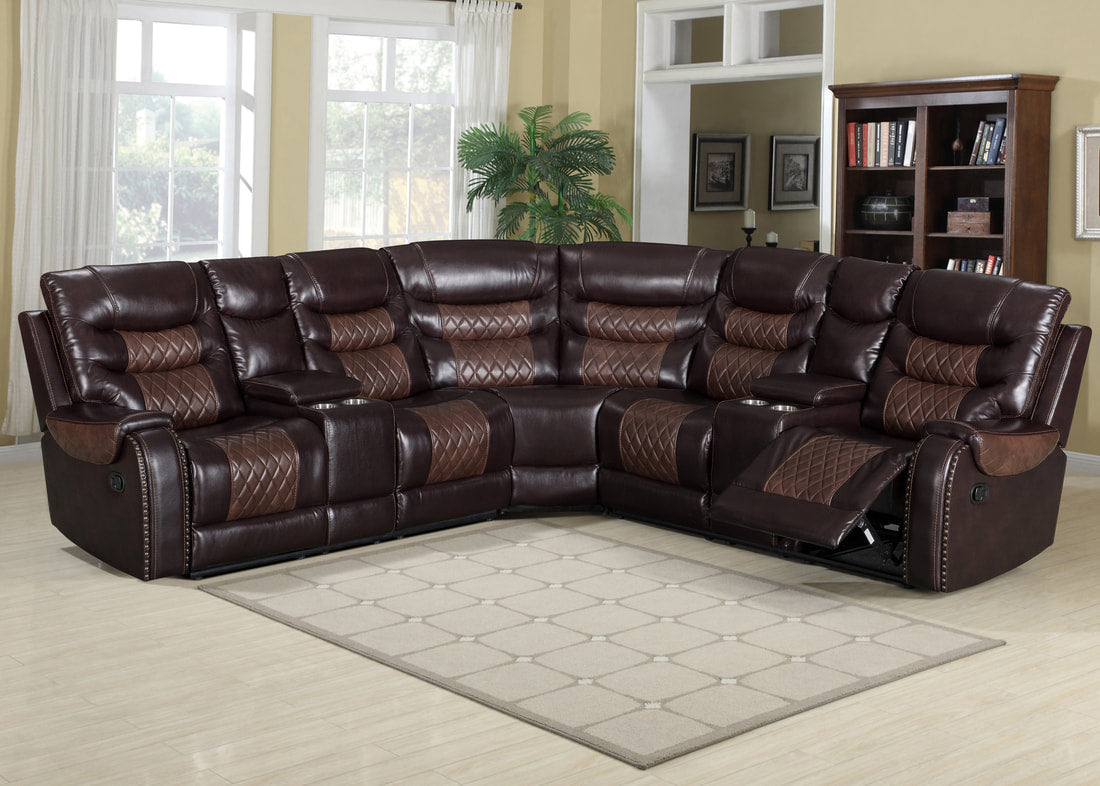Martin Two-tone Brown Leather Reclining Sectional