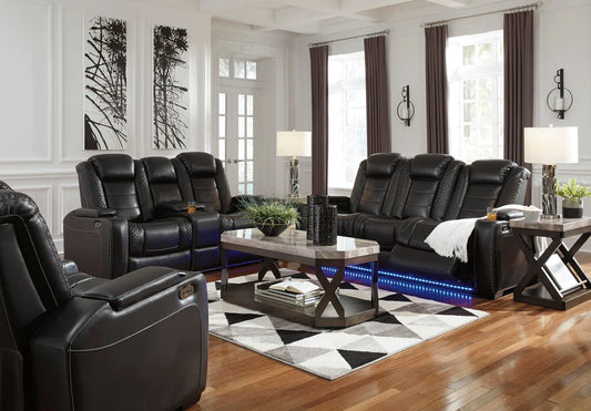 2pcs Party Time Black Midnight Power Reclining Sofa Set