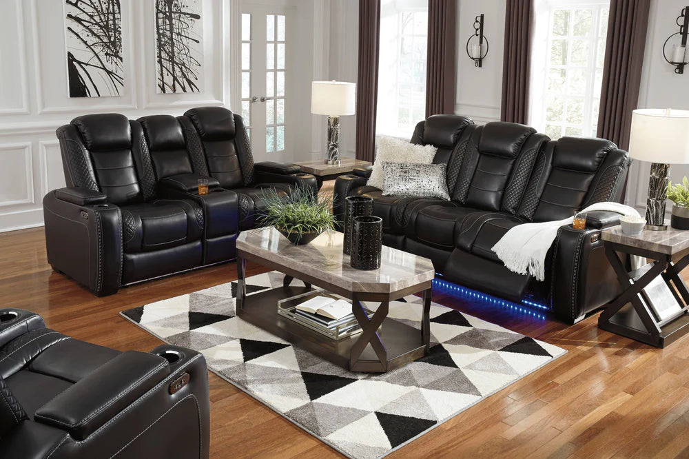 2pcs Party Time Black Midnight Power Reclining Sofa Set