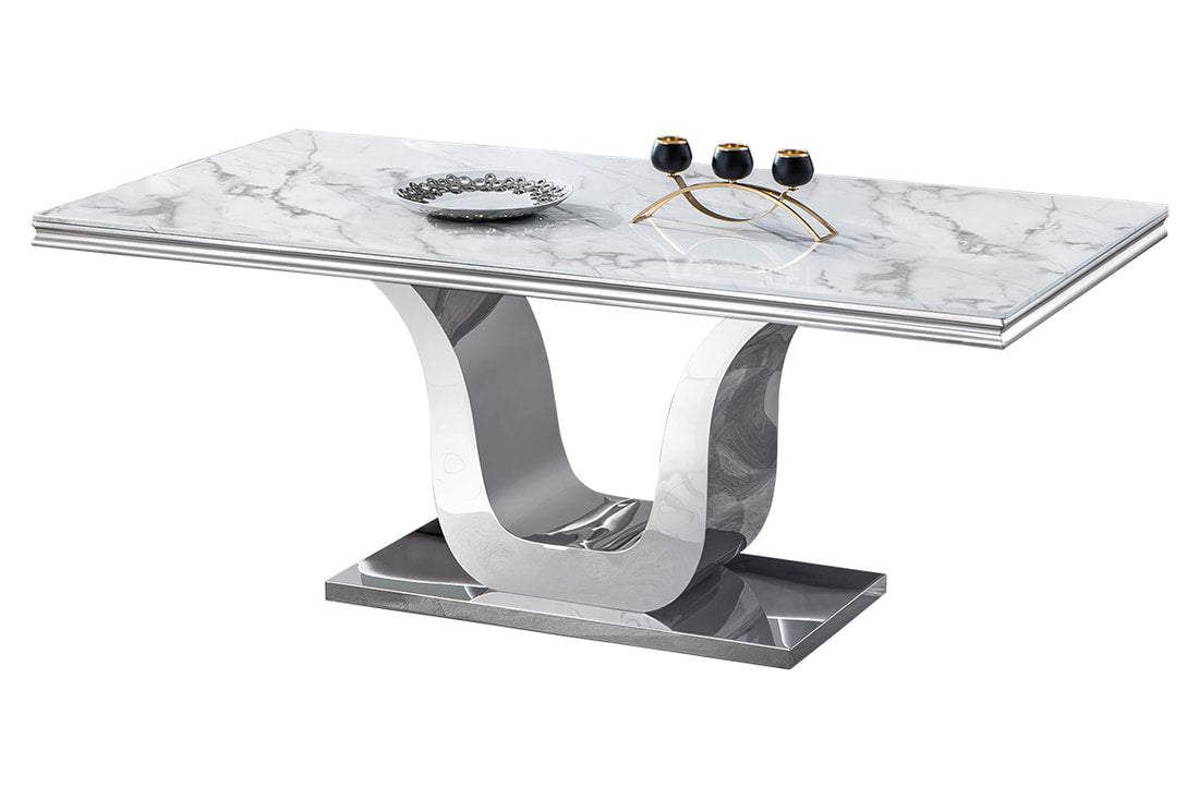 7pcs Rectangular Genuine Marble Table Top with Grey Tufted Velvet Chairs Dining Set