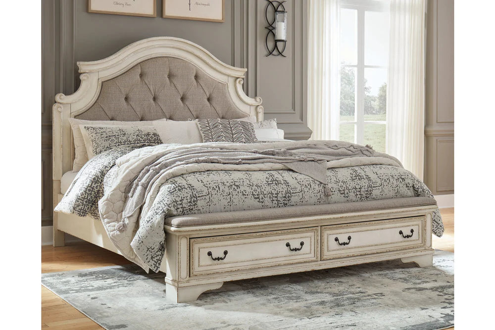 Realyn Two-tone Queen Upholstered Bed Frame