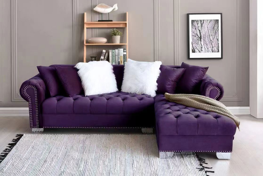 Velvet Tufted Sectional (Mutliple Colors)