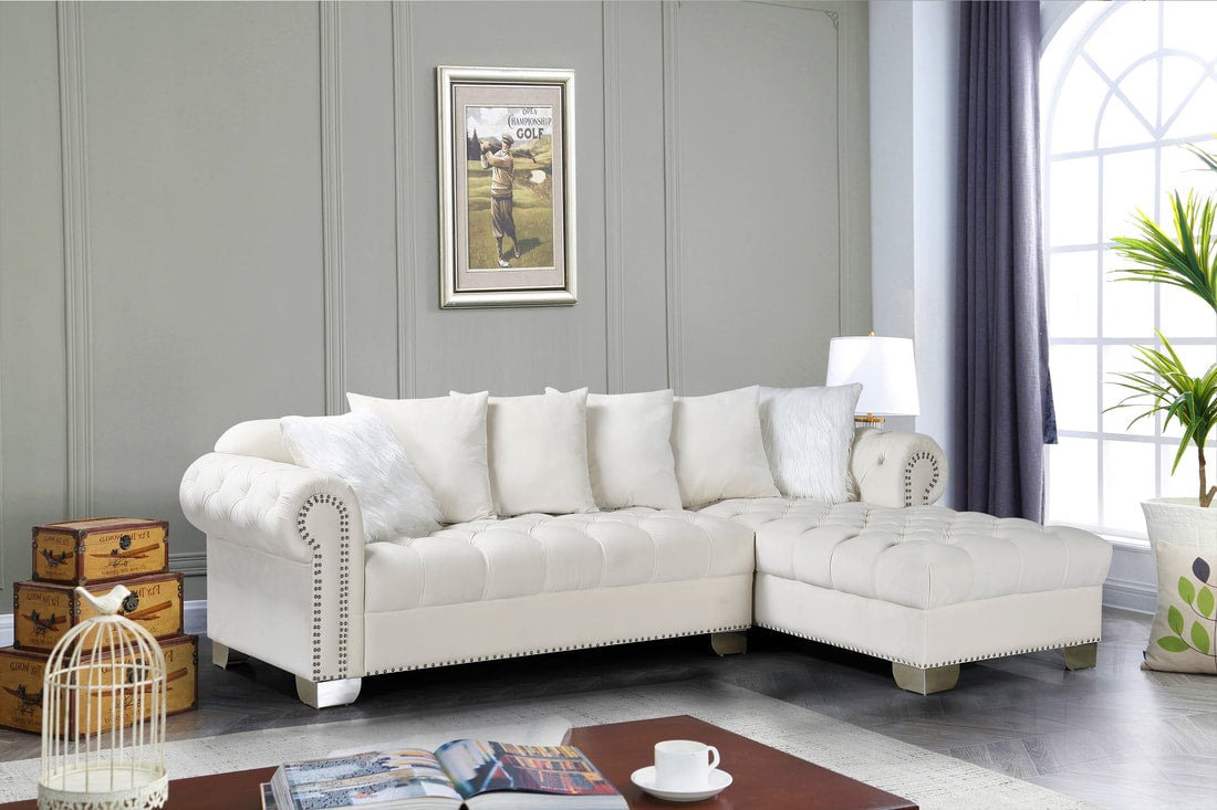 Velvet Tufted Sectional (Mutliple Colors)