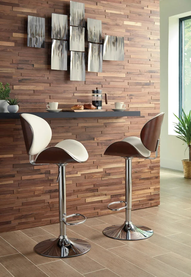 Pearl White & Brown Swivel Barstool