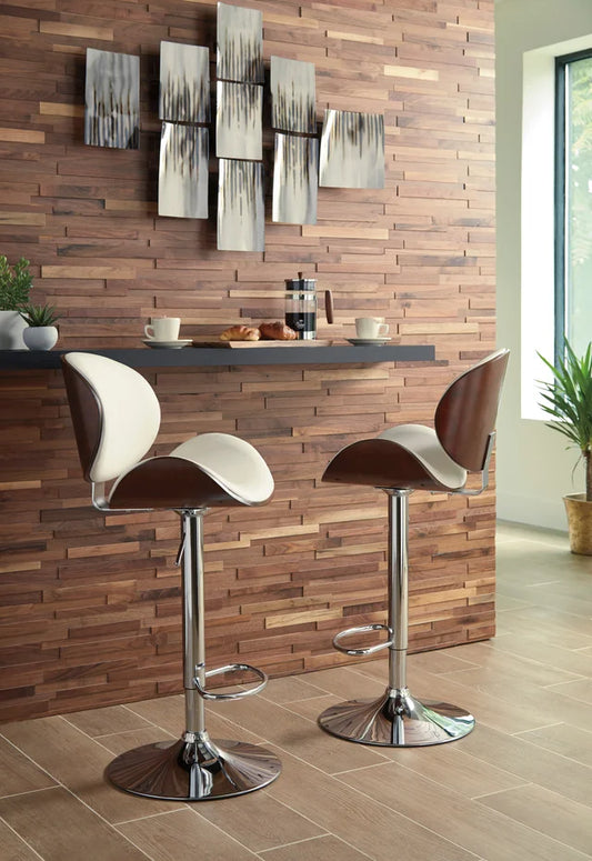 Pearl White & Brown Swivel Barstool