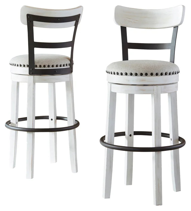 White Wood Finish Swivel Barstool