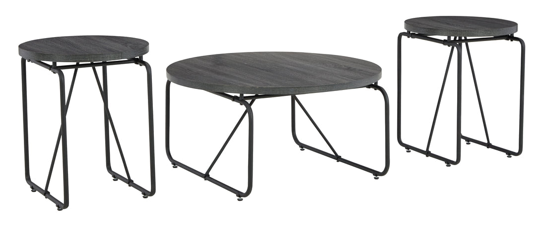 Round Black Occasional Table Set