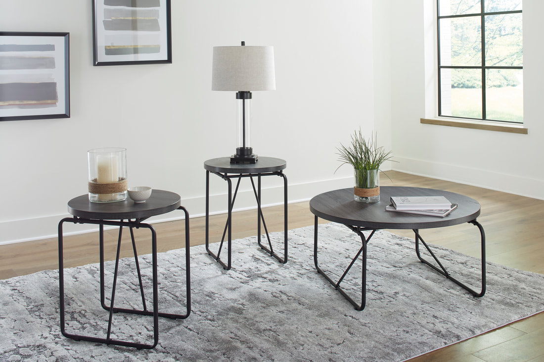 Round Black Occasional Table Set