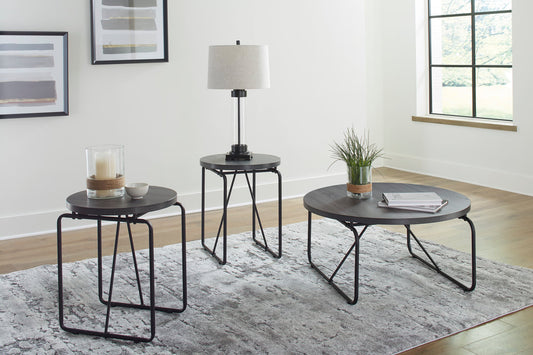 Round Black Occasional Table Set