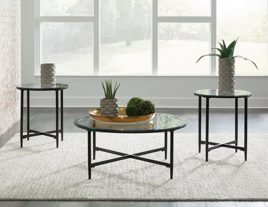 Round Black Occasional Table Set