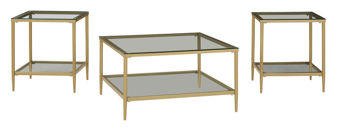 Glass Gold Occasional Table Set