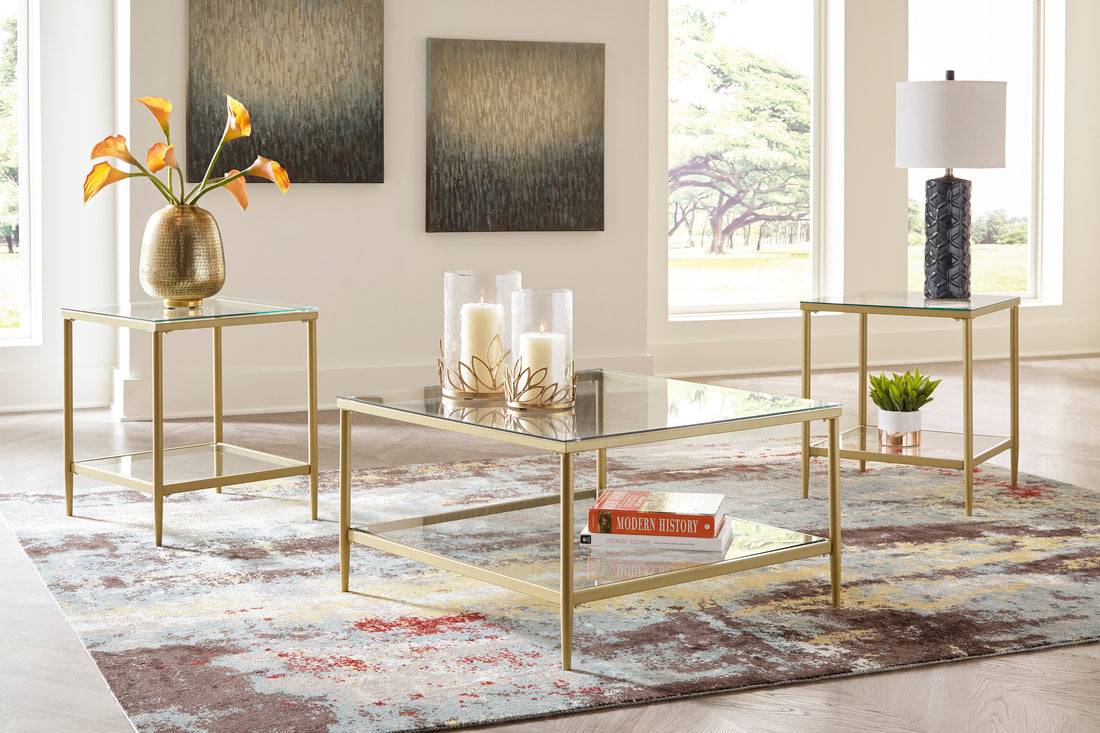Glass Gold Occasional Table Set