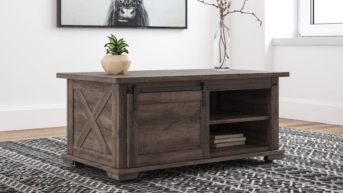 Gray Farmhouse Style Cocktail Table