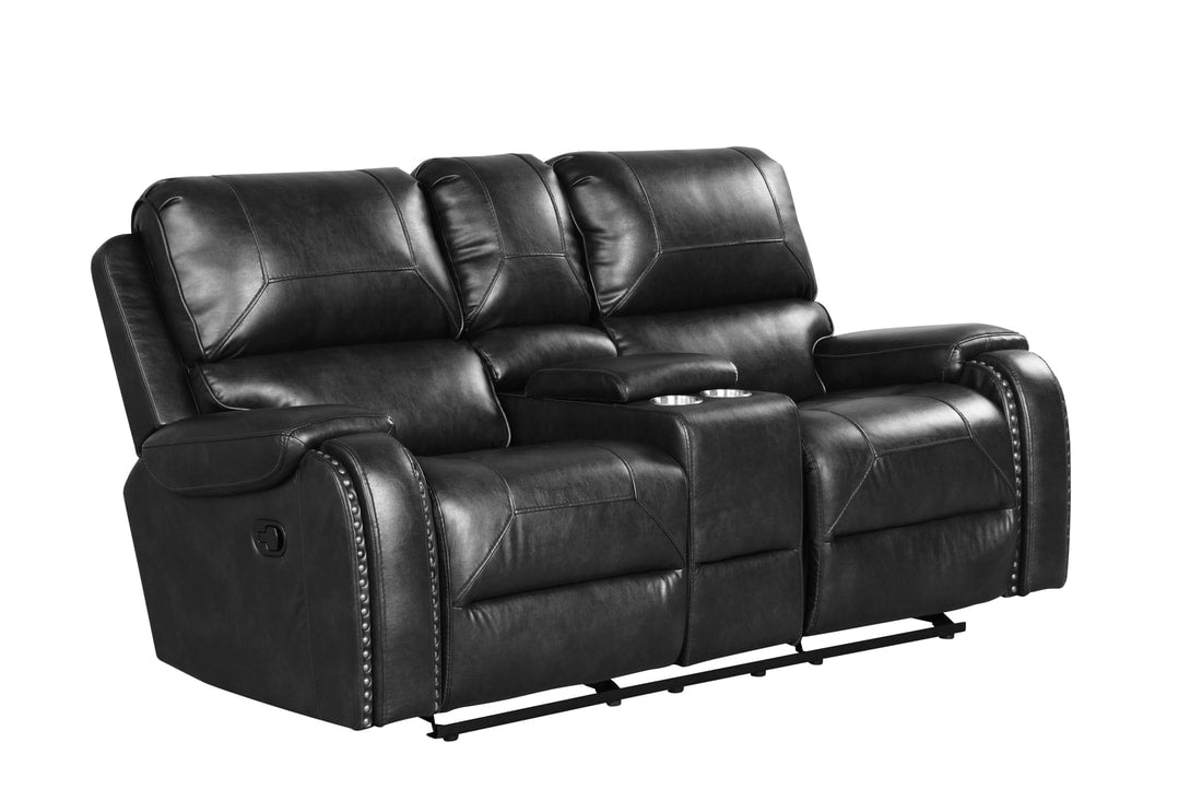 3pcs Titan Black Leather Gel Reclining Sofa Set
