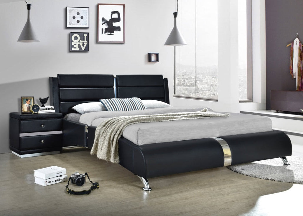 Vegas Black Modern Platform Bed Frame