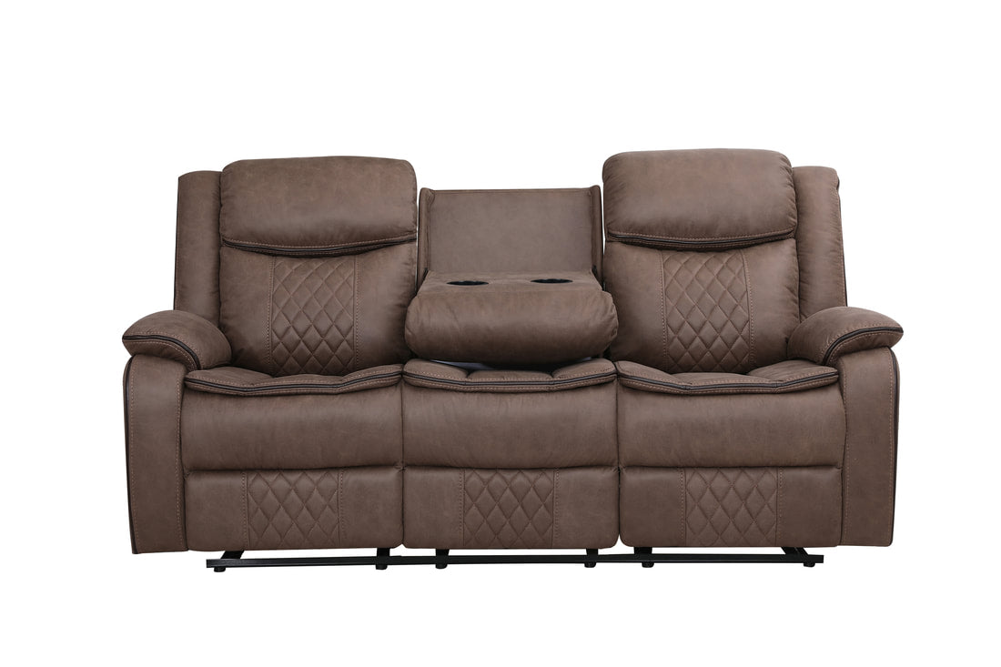 3pcs Weston Brown Palomino Fabric Reclining Sofa Set